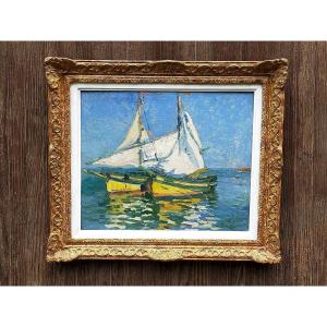 Lucien Victor Delpy  Tartanes At Anchor