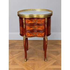 Petite table rognon en marqueterie chevet