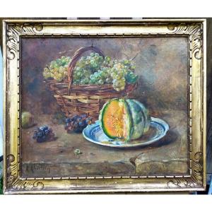 René Louis CHRETIEN (1867-1942) Nature morte au Melon