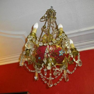Faience Cup Chandelier Frame Bronze And Cristal 19th