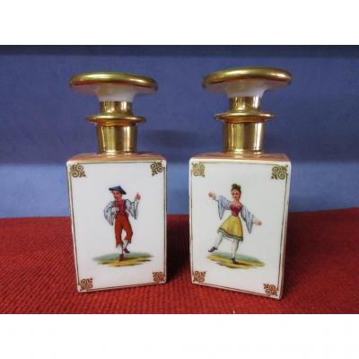 Pair Of Porcelain Bottle Old Paris Nineteenth