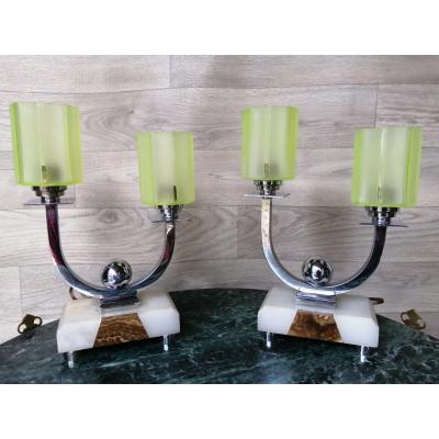 Pair Of Art Deco Lamps