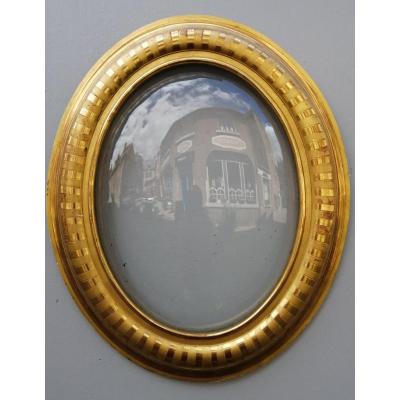 Oval Frame Curved Glass Golden With Gold Leaf
