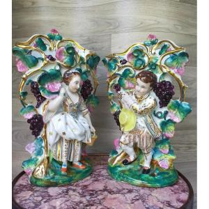 Pair Of Old Paris Porcelain Vases