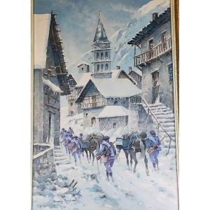 Bernard Rambaud The Alpine Hunters Crossing Montgenevre Hautes Alpes