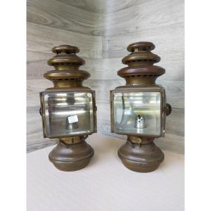 Pair Of Acetylene Car Lanterns John Ford Usa Michigan