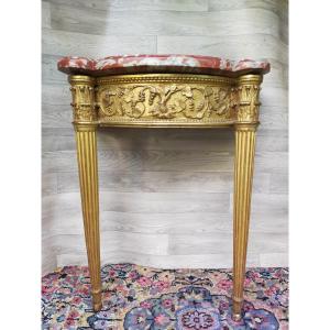 Console In Golden Wood Louis XVI Period