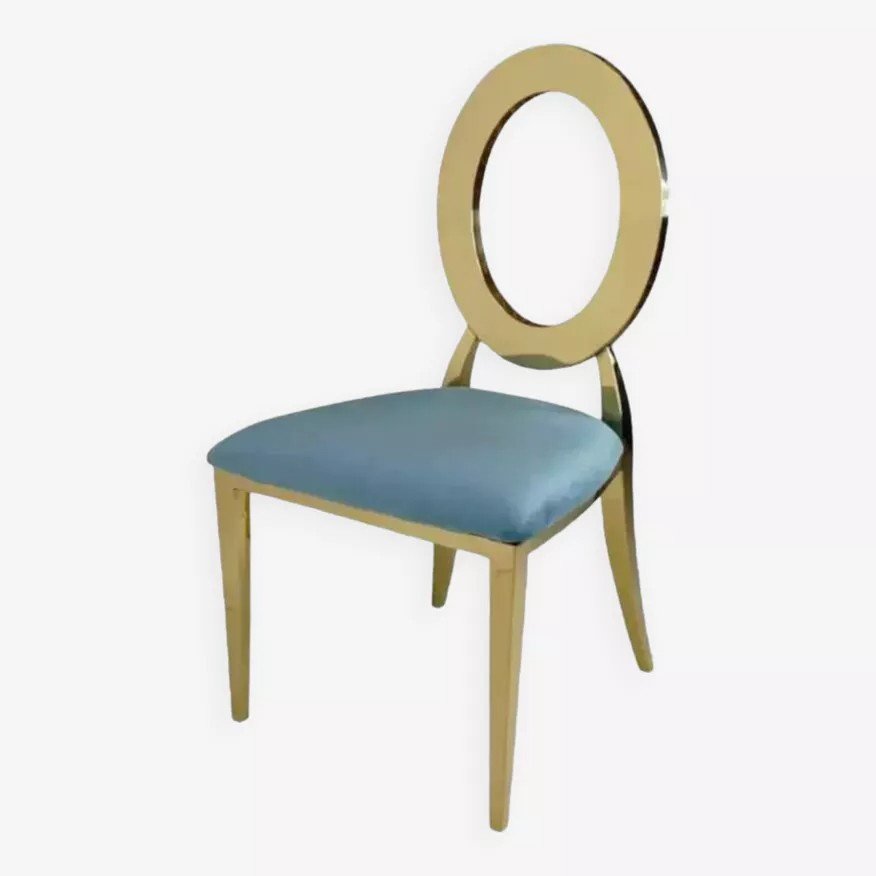 Golden Chair And Turquoise Velvet Seat