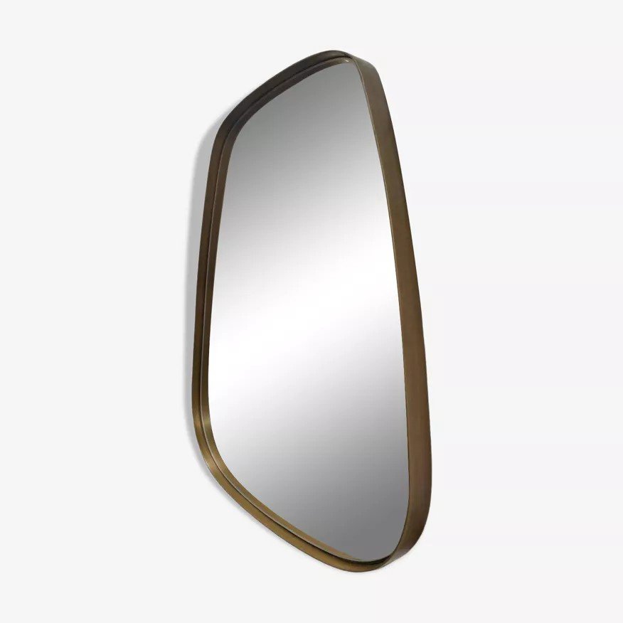 Rearview Mirror And Free Form Contour Brass 75x65cm-photo-2