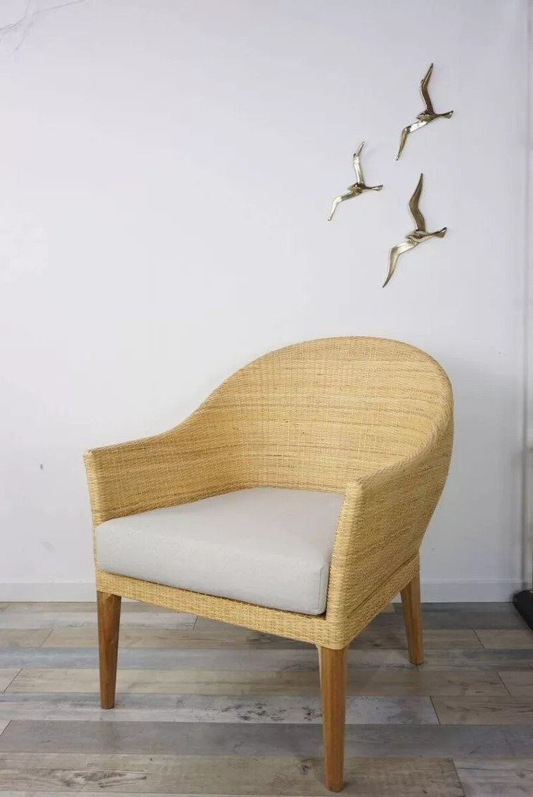 Pair Of Teak And Rattan Armchairs-photo-8