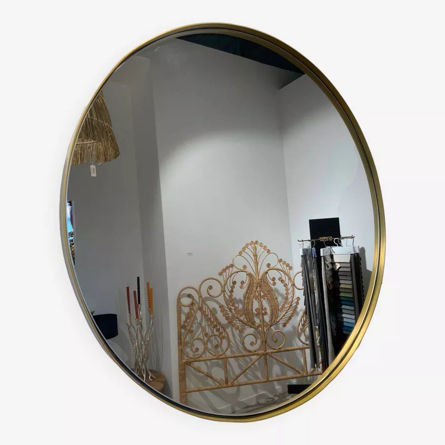 Xl Round Mirror 90cm Diameter With Brass Contour-photo-4
