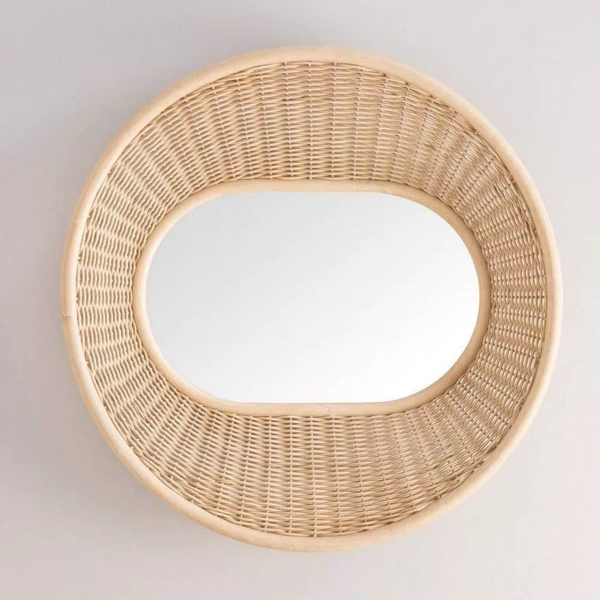 Large Concave Mirror In Woven Rattan-photo-3