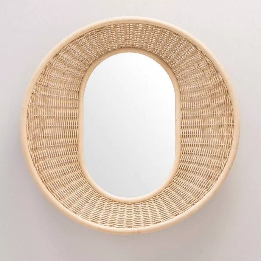 Large Concave Mirror In Woven Rattan-photo-4