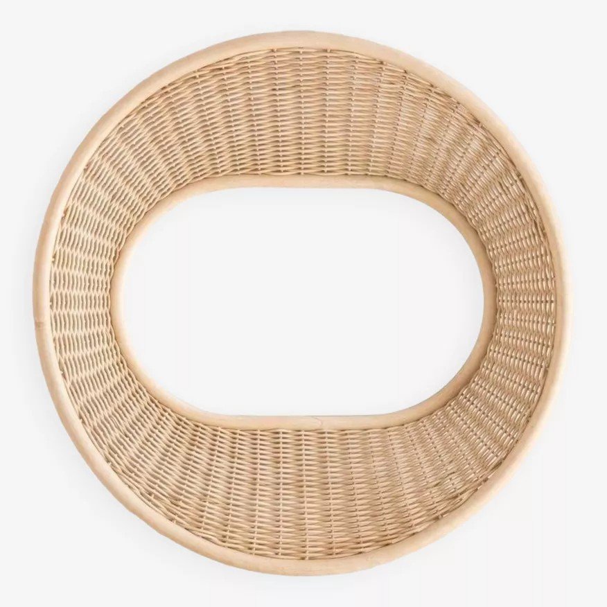 Large Concave Mirror In Woven Rattan-photo-5