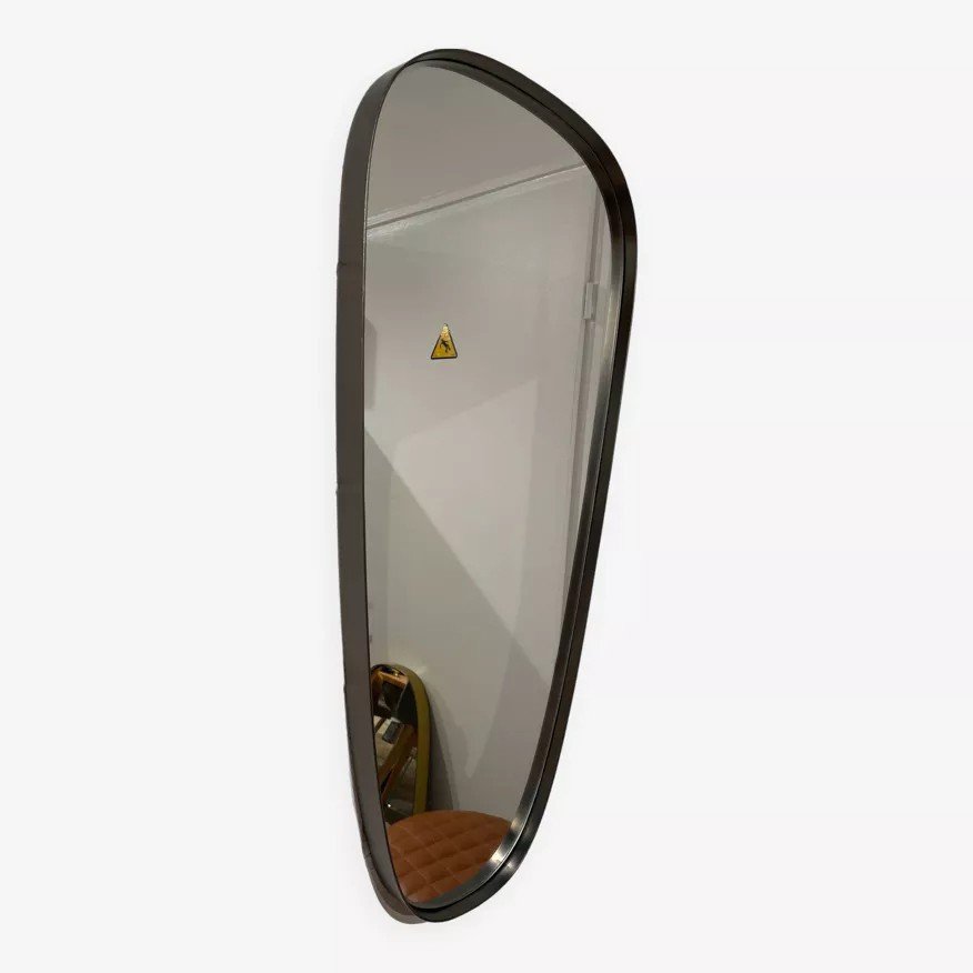 Rear View Mirror And Free Form Brushed Silver Metal Contour-photo-7