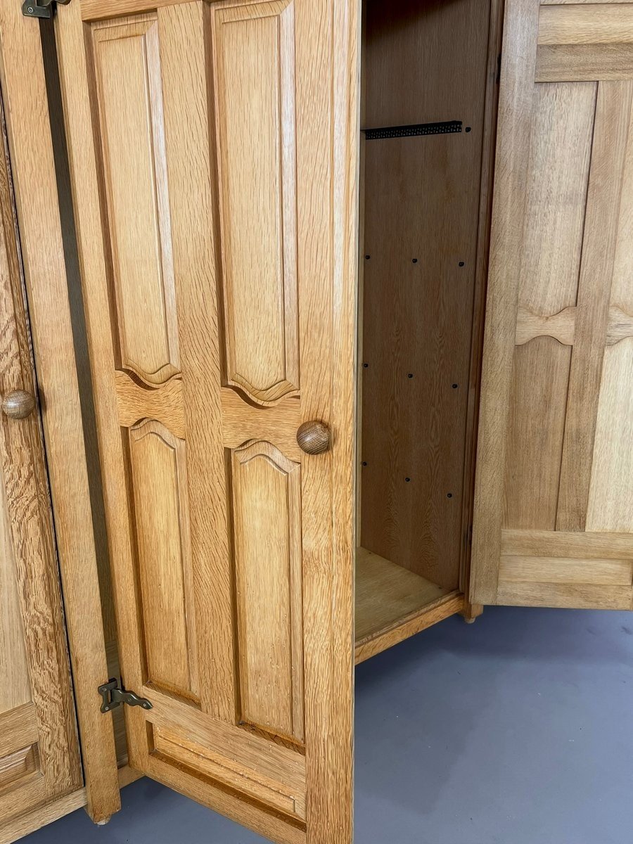 Oak And Brass Armoire By Guillerme Et Chambron, 1960s-photo-4