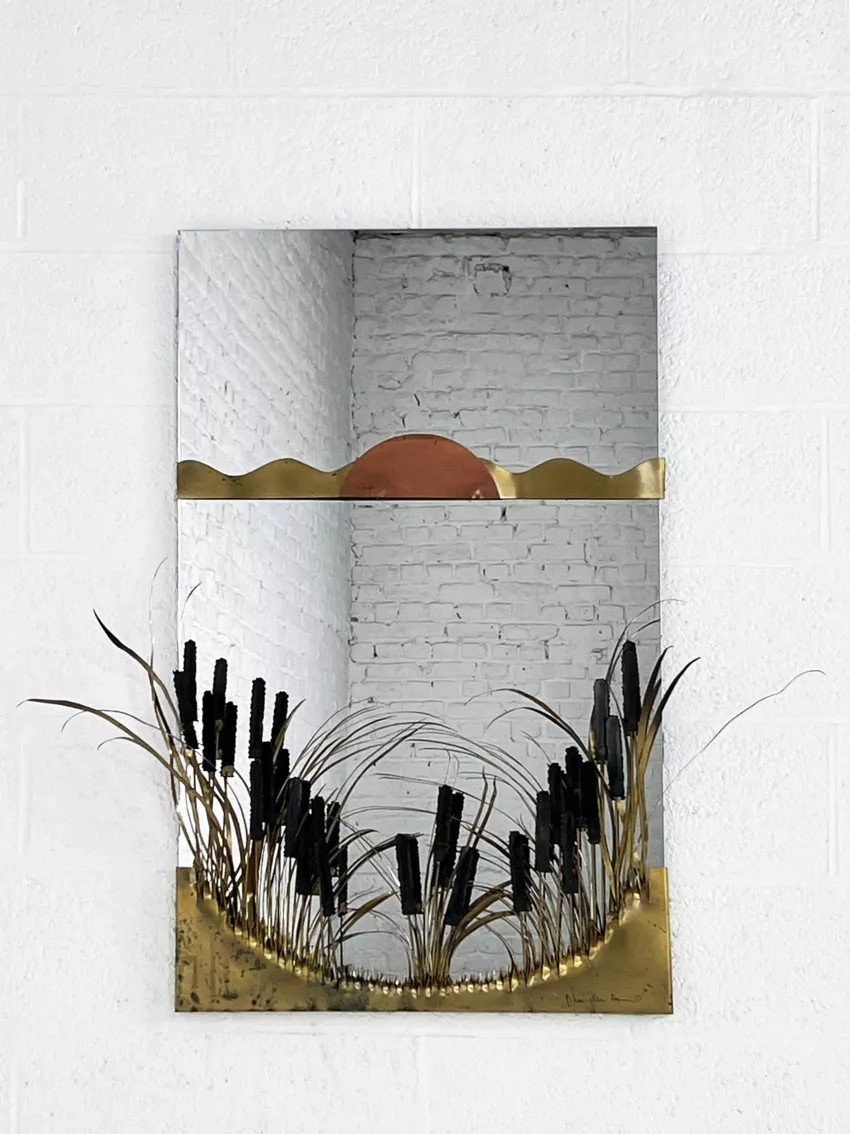 60s-70s Copper And Brass Sculpture Mirror By Daniel d'Haeseleer-photo-8