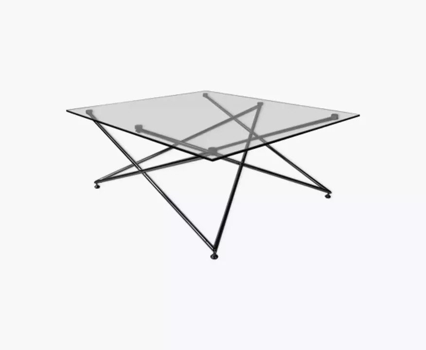 Chrome And Glass Square Coffee Table-photo-4