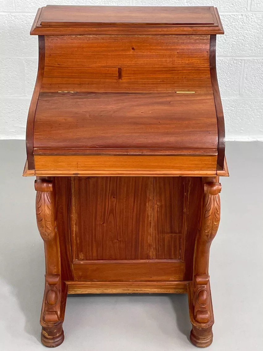 Bureau Davenport Du 20ème Siècle Avec Dessus De Piano En Noyer-photo-2