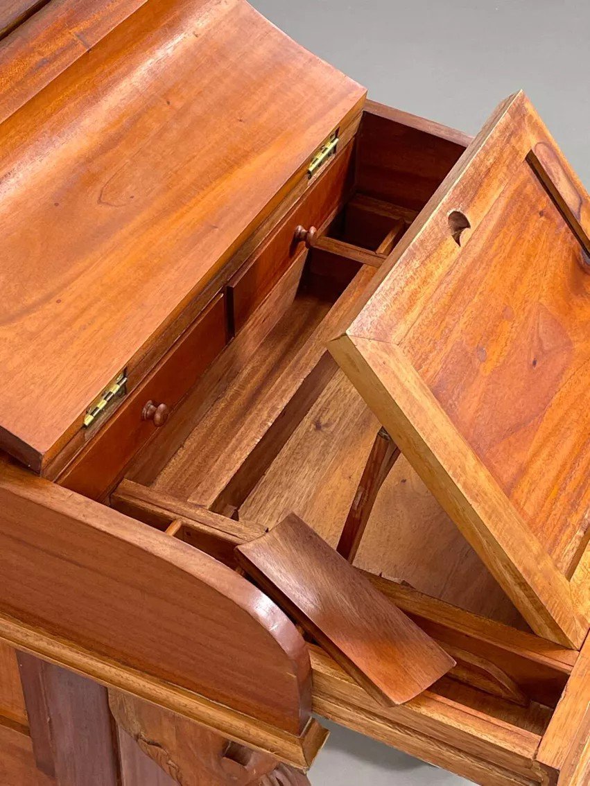 Bureau Davenport Du 20ème Siècle Avec Dessus De Piano En Noyer-photo-4