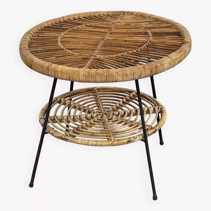Side Table Rattan Furnic Proantic: Rattan Side Table