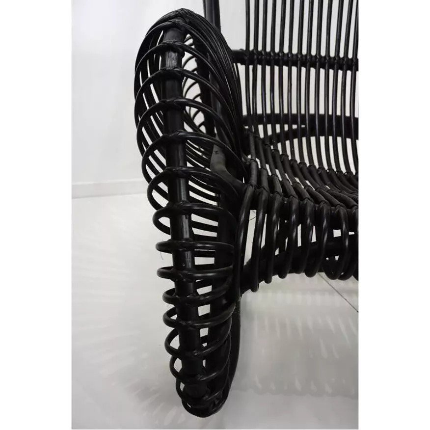 Rattan Armchair And Matching Footstool-photo-3