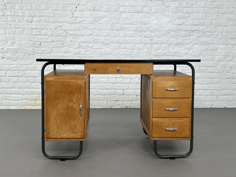 Bureau Double Face En Métal Et Formica De Obumex, 1960s-photo-1