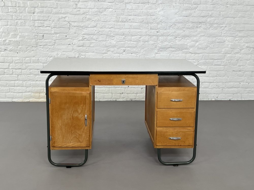 Bureau Double Face En Métal Et Formica De Obumex, 1960s-photo-2