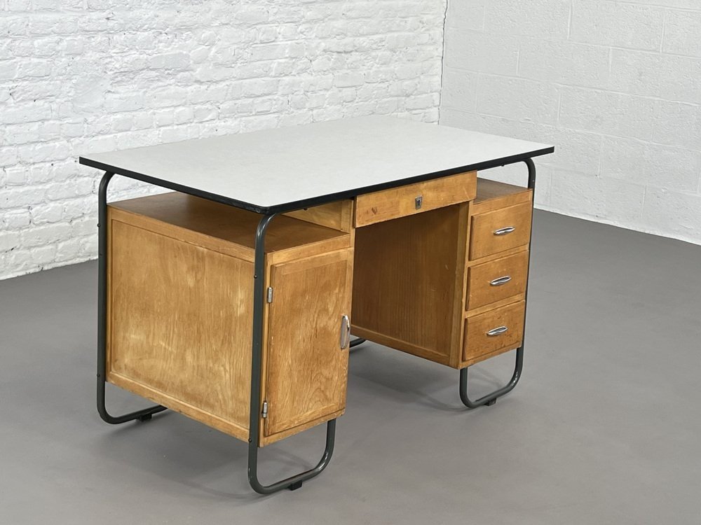 Bureau Double Face En Métal Et Formica De Obumex, 1960s-photo-4