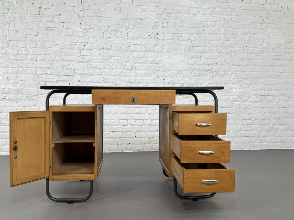 Bureau Double Face En Métal Et Formica De Obumex, 1960s-photo-5