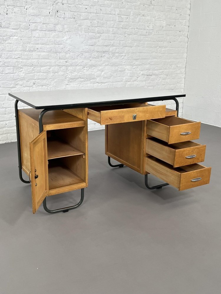 Bureau Double Face En Métal Et Formica De Obumex, 1960s-photo-6