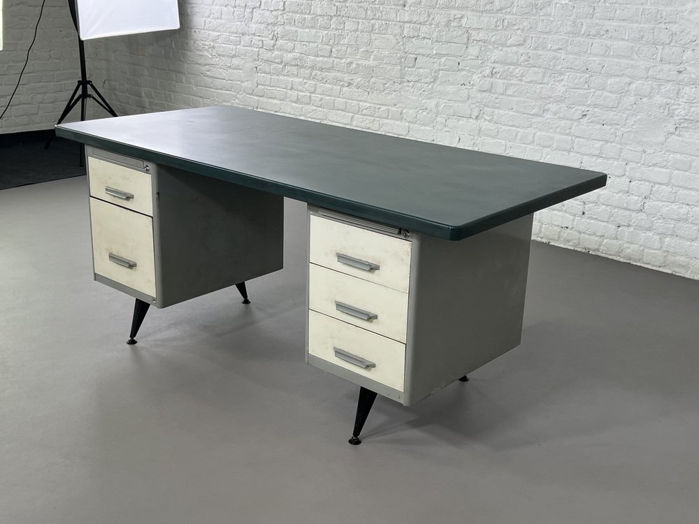 Metal Desk From Behin, 1950s