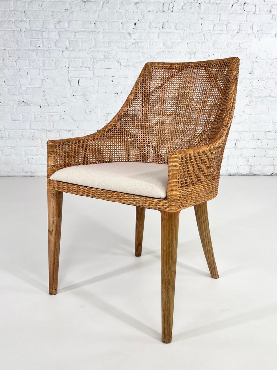 Rattan And Wood Chairs, France, Set Of 6-photo-2