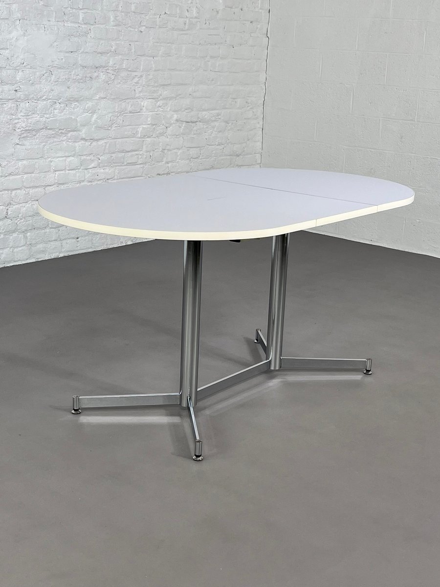50s Chrome And Formica Oval Extendable Dining Table-photo-5