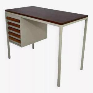 1950s Indus' Desk In Metal And Rosewood