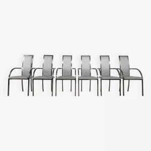 Suite Of 6 Metal And Fabric Chairs By Bc Design