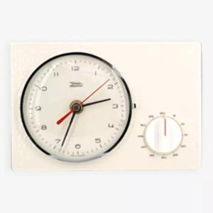 1960s Beige Ceramic Wall Clock With Built-in Timer Brand