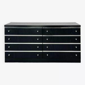 8 Drawer Black And Chrome Chest Of Drawers From The 70s - 80s