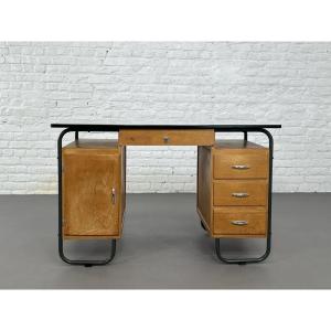Bureau Double Face En Métal Et Formica De Obumex, 1960s