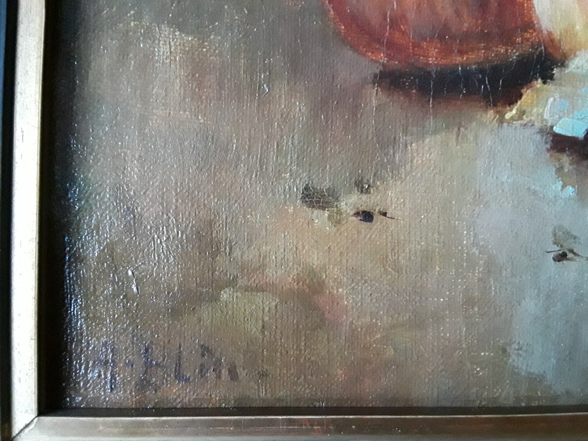 Still Life ''cheese Bell''  Oil On Canvas Signed Lower Left-photo-3