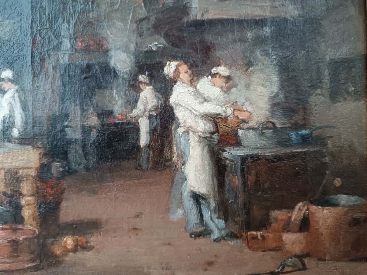 Denis Pierre Bergeret (1846-1910) ''kitchen Scene''-photo-3