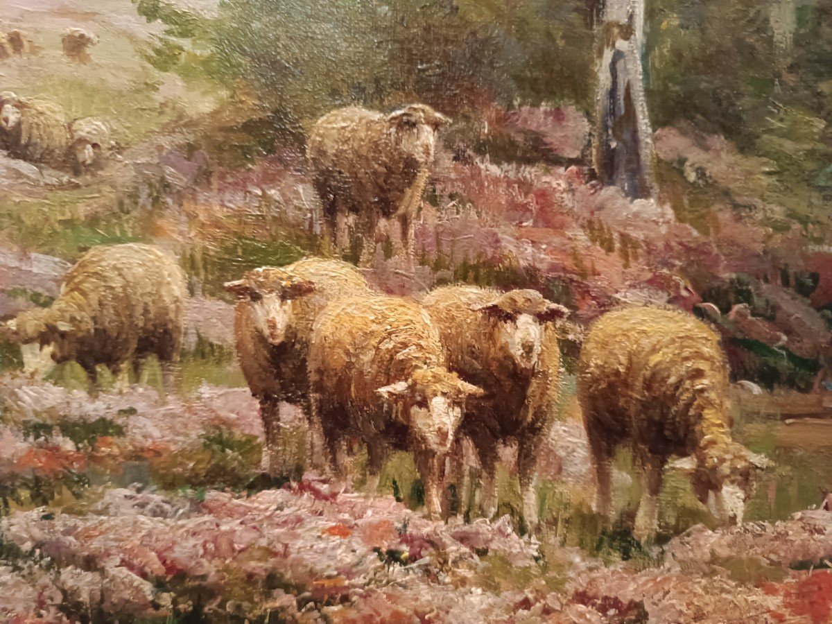 Edouard Pail (1851-1916) ''landscape With A Flock Of Sheep''-photo-2