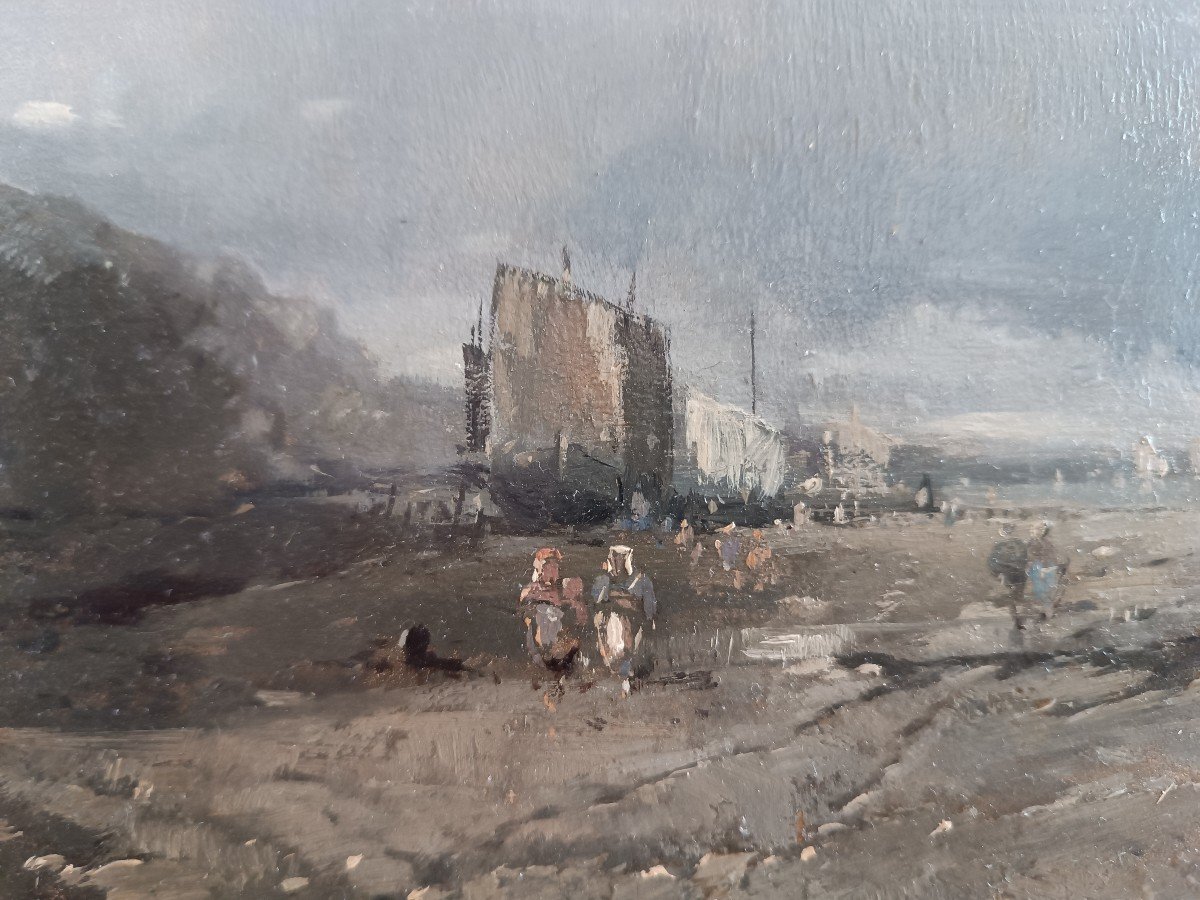 Eugène Deshayes (1828 – 1891) ‘’ Pécheurs à marée basse ‘’-photo-2