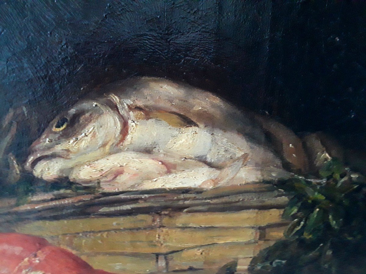 ‘’Nature morte au homard’’ Alfred Edouard Tourillon (1871-1942)-photo-2