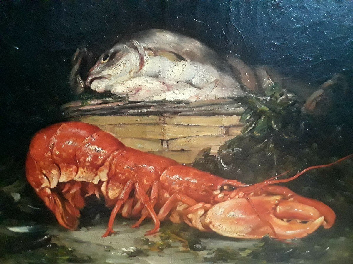‘’Nature morte au homard’’ Alfred Edouard Tourillon (1871-1942)