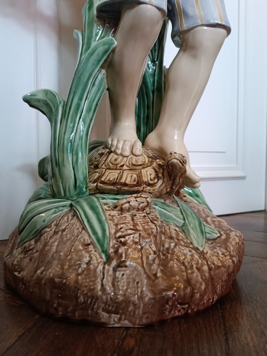 Majolica - Choisy Le Roi ''neapolitan Fisherboy'' Designed By Henry Giraud (1805 - 1895)-photo-2
