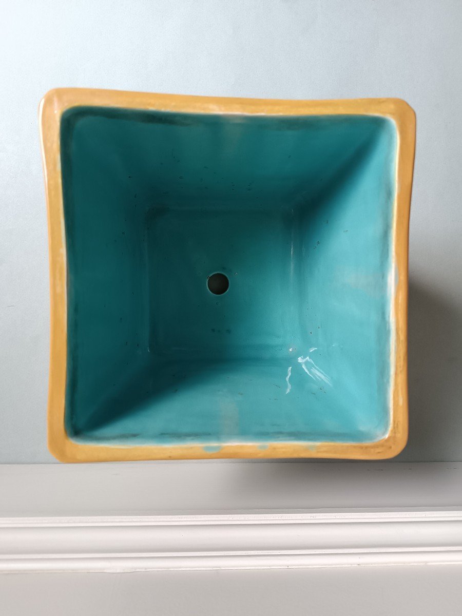 Majolica – Cache-pot en barbotine à décor de muguets, manufacture de George Jones (circa 1870)-photo-4