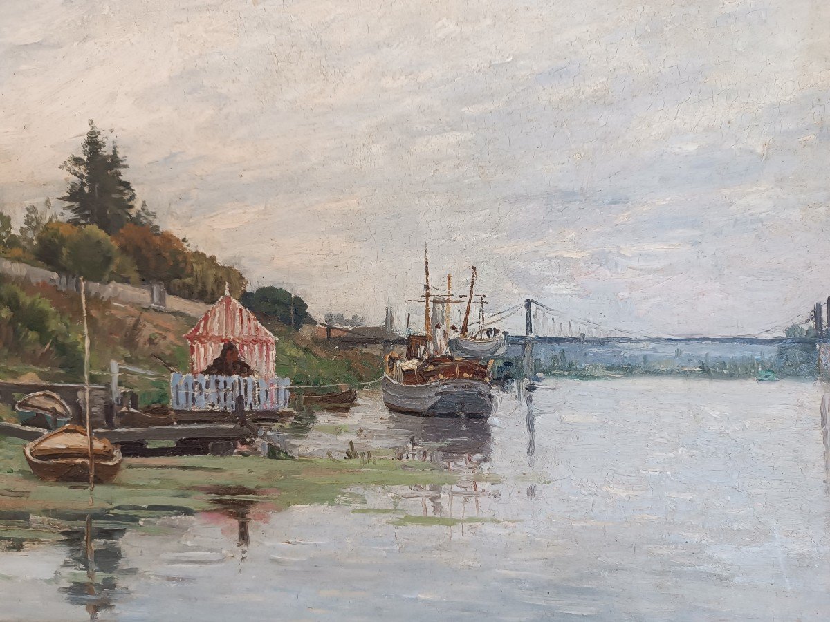 Jacques Adrien Sauzay (1841-1928) ''the Banks Of The Seine''-photo-2