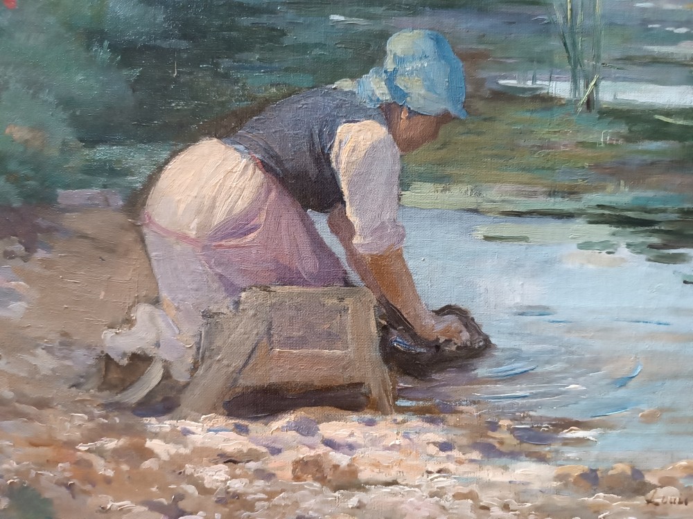 Louis Le Poittevin (1847-1909) ''washerwomen On The Banks Of The Seine''-photo-3