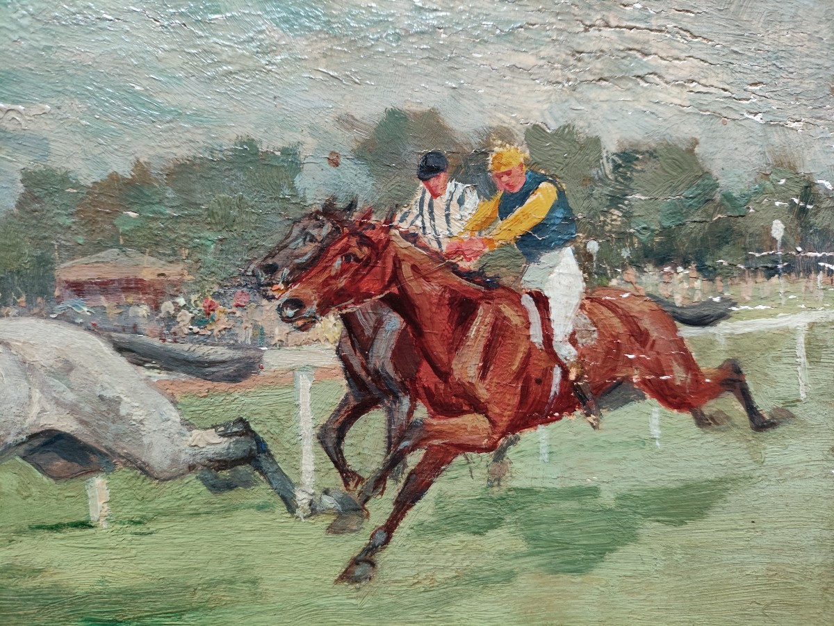 Auguste Vimar (1851-1916) ‘’L'arrivée d'une course à l'hippodrome de Borély’’-photo-2